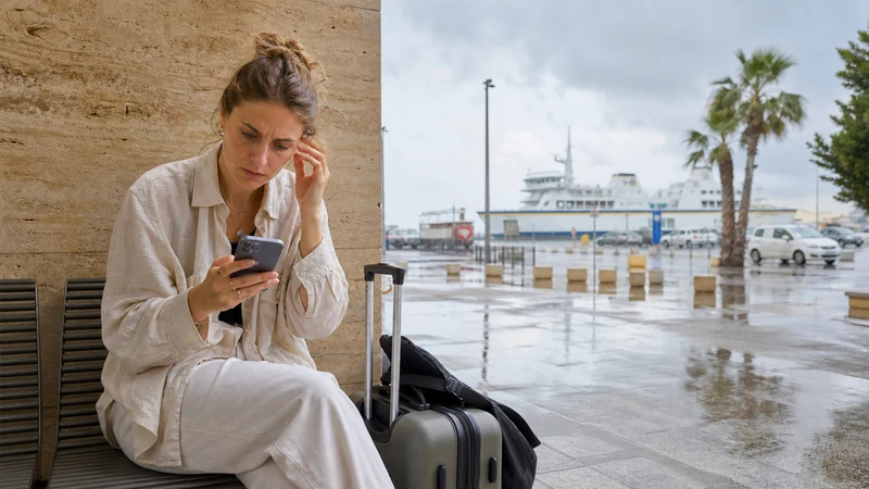 Traveller using a smartphone in Malta while fixing a Malta eSIM connection