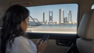 Traveller using a smartphone in Bahrain for manama muharraq mobile internet