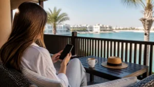 Traveller using a smartphone in Bahrain for manual network selection bahrain esim