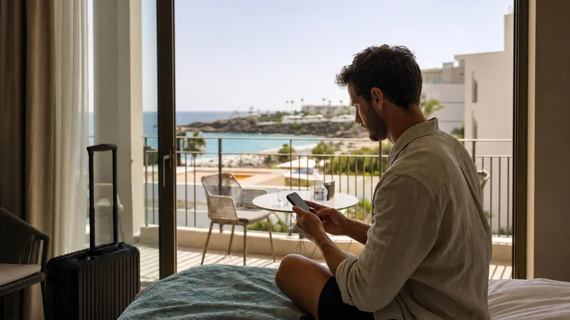 Traveller checking network selection settings in Cyprus