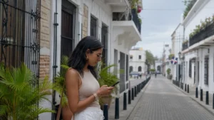 Traveller using a smartphone in the Dominican Republic for manual network selection dominican republic esim