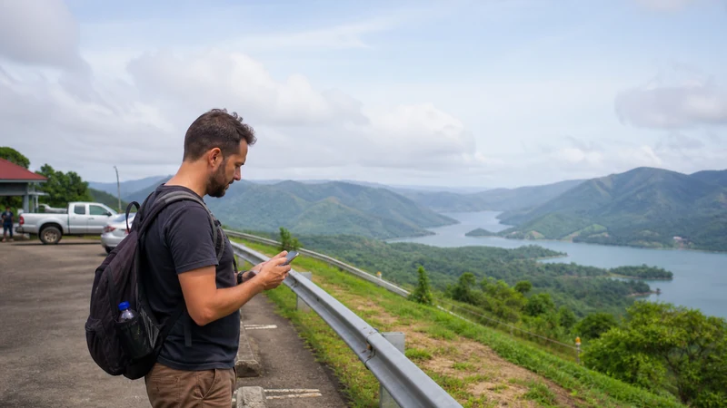 Traveller using a smartphone in Panama for manual network selection panama esim
