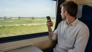 Train passenger checking mobile service in Uzbekistan