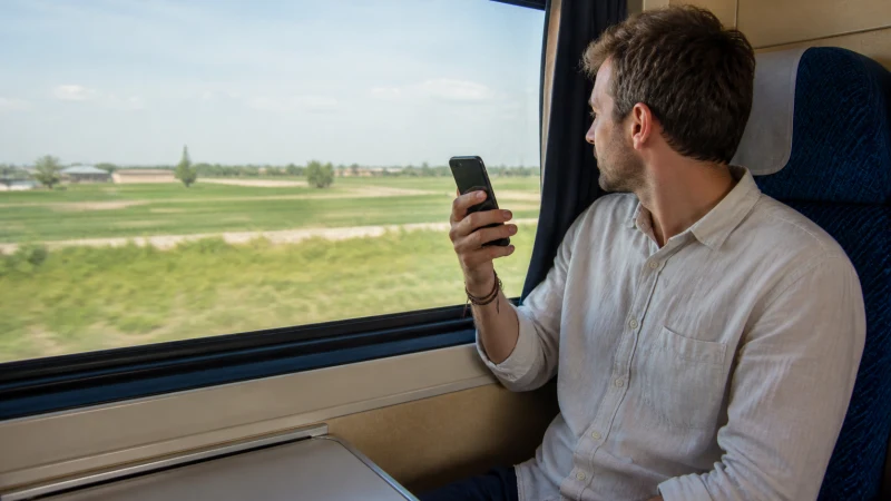 Train passenger checking mobile service in Uzbekistan