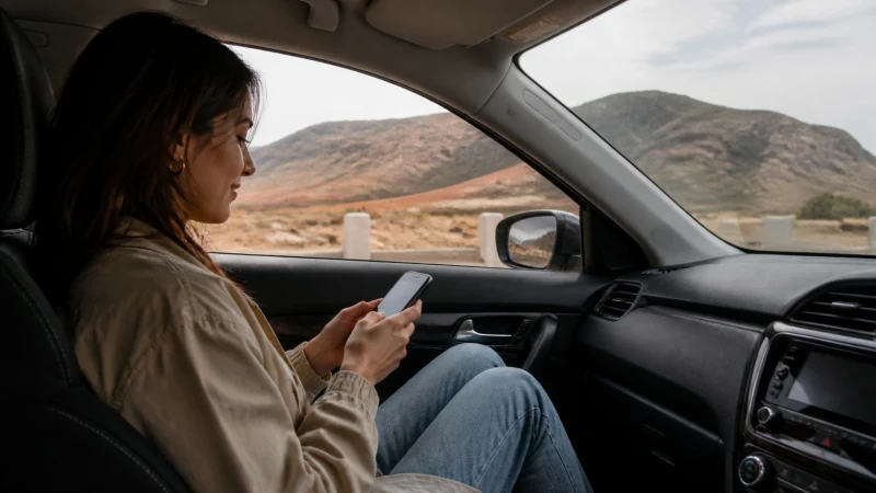 Traveller checking mobile internet coverage in Algeria
