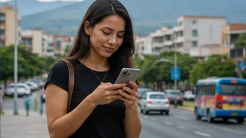 Traveller using a smartphone in El Salvador while researching mobile internet in el salvador: a practical traveller guide