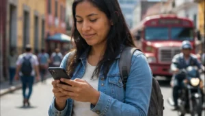 Traveller using a smartphone in Guatemala for mobile internet guatemala