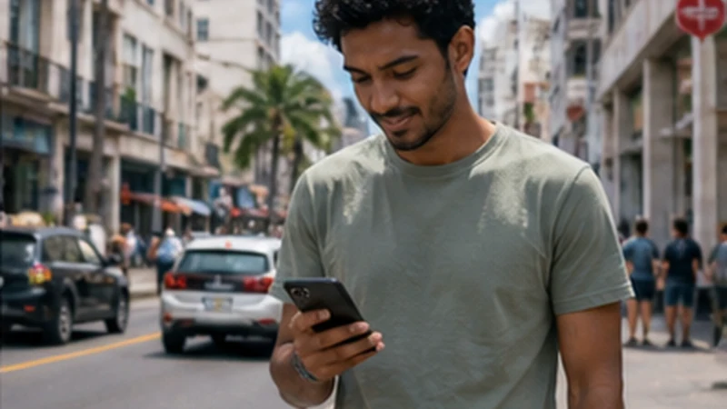 Traveller using a smartphone in Mauritius while researching mobile internet in mauritius: a practical traveller guide