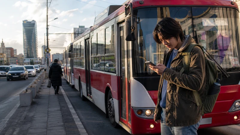 Traveller using a smartphone in Mongolia for mobile internet mongolia