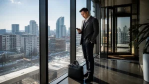 Traveller using a smartphone in Mongolia for mongolia business travel internet