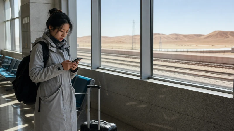 Traveller using a smartphone in Mongolia for mongolia china border mobile internet