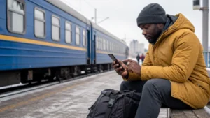 Traveller using a smartphone in Mongolia for mongolia esim android