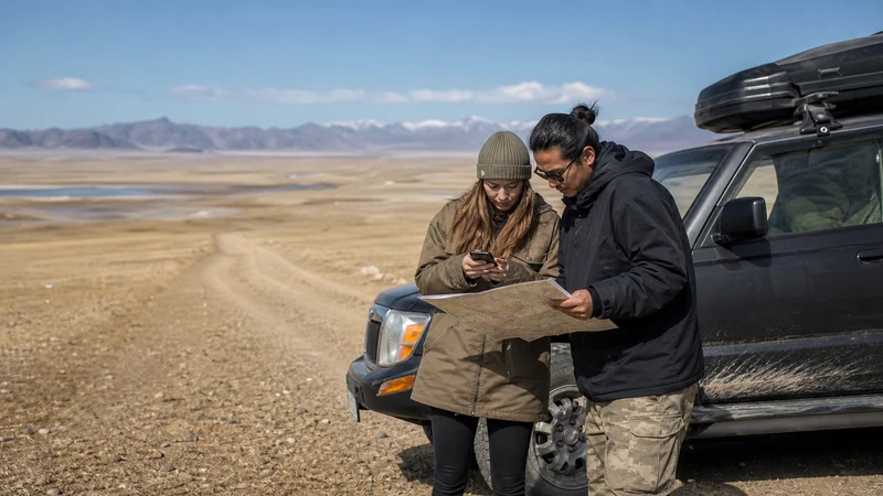 Traveller using a smartphone in Mongolia for mongolia esim coverage