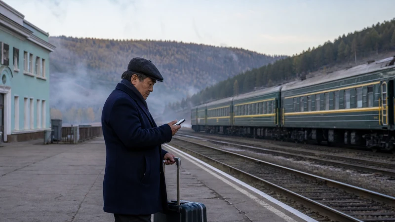 Traveller using a smartphone in Mongolia for mongolia russia border mobile internet