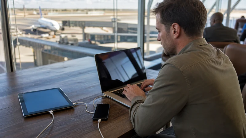 Traveller using a smartphone in Namibia while sharing a Namibia eSIM connection
