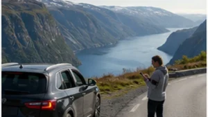 Norway travel connectivity scene for mobile internet for a norway road trip