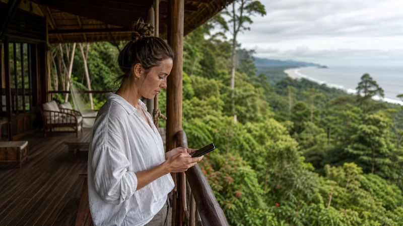 Traveller using a smartphone in Costa Rica for can you rely on mobile data on the osa peninsula?