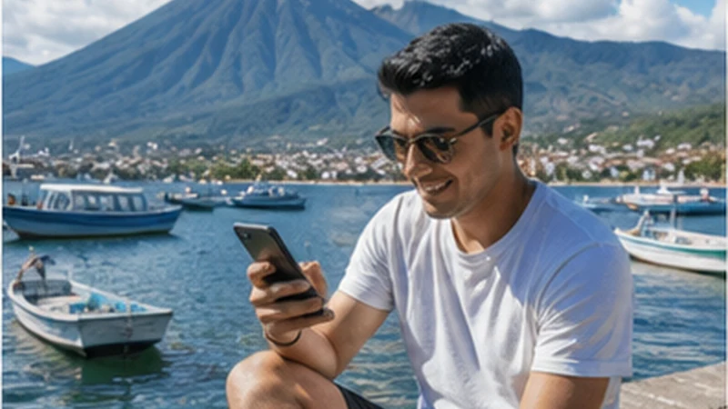 Traveller using a smartphone in Guatemala for panajachel mobile internet