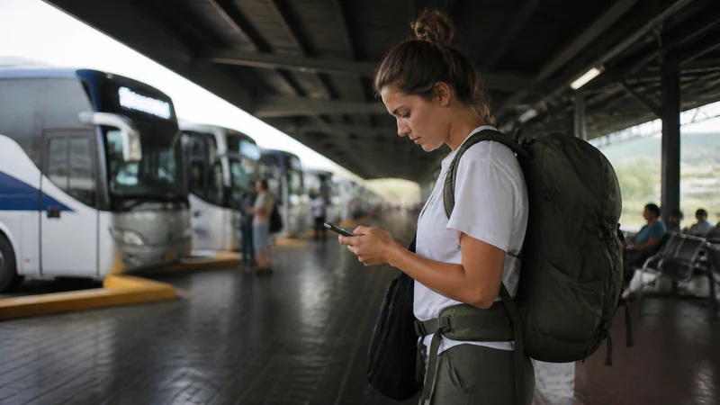 Traveller using a smartphone in Panama for panama backpacking mobile internet
