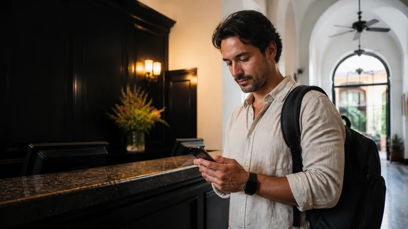 Traveller using a smartphone in Panama for panama esim price comparison