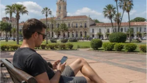 Traveller using a smartphone in Uruguay for paysandu mobile internet
