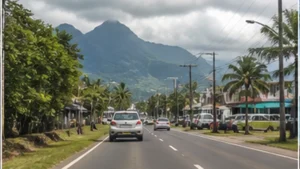 Traveller using a smartphone in Mauritius while researching mobile internet from port louis to flic-en-flac