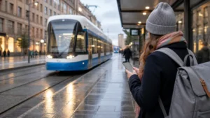 Illustrative Finland travel scene for Public Transport Apps for Finland: A Visitor’s Guide