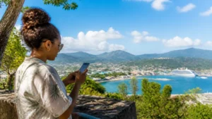 Traveller using a smartphone in the Dominican Republic for puerto plata mobile internet