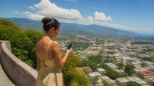 Traveller using a smartphone in the Dominican Republic for puerto plata santiago mobile internet