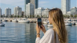 Traveller using a smartphone in Uruguay for punta del este mobile internet