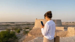 Traveller using a smartphone in Bahrain for riffa mobile internet