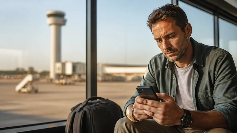Traveller reviewing roaming settings in Botswana.