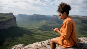 Traveller using a smartphone in Brazil for salvador chapada diamantina mobile internet