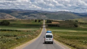 Traveller using a smartphone in Bolivia while researching mobile internet from santa cruz to sucre