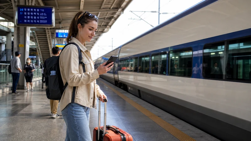 Traveller preparing for a Seoul to Busan rail journey
