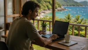 Long-stay traveller using mobile internet in Seychelles