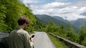 Traveller using an eSIM between Sheki and Gabala