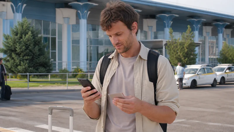Traveller using a smartphone for sim card at khujand airport: local sim vs travel esim