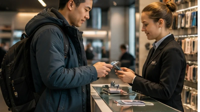 Norway travel connectivity scene for buying a sim card at tromsø airport