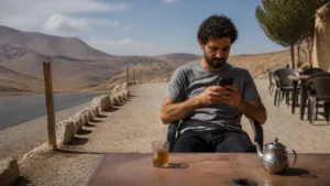 Traveller troubleshooting a slow eSIM connection in Algeria