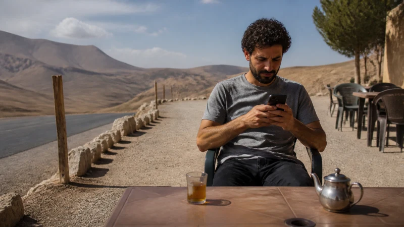 Traveller troubleshooting a slow eSIM connection in Algeria
