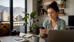 Traveller using a smartphone in Chile for why is your chile esim slow? practical ways to help