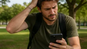 Traveller using a smartphone in Uruguay for slow esim uruguay