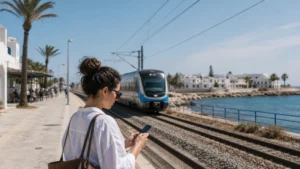 Traveller using a smartphone for Sousse Monastir Mobile Internet in Tunisia