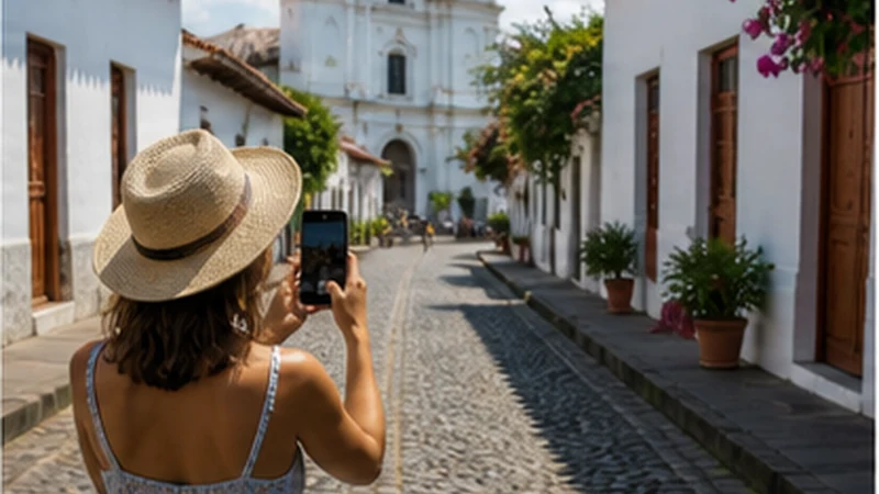 Traveller using a smartphone in El Salvador while researching mobile internet in suchitoto: a traveller guide