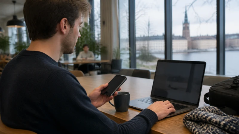 Traveller using a smartphone while preparing for can you use a hotspot with a sweden esim