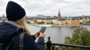 Traveller using a smartphone while preparing for mobile coverage in rural sweden: how to prepare