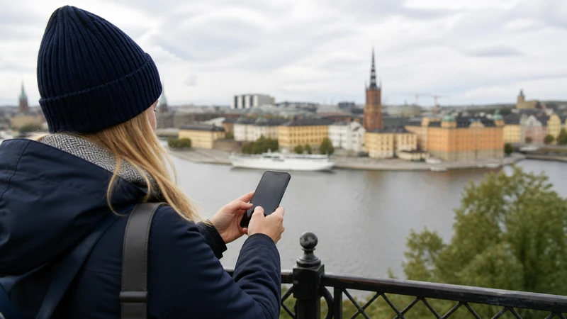 Traveller using a smartphone while preparing for mobile coverage in rural sweden: how to prepare