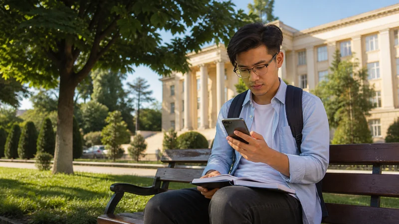 Traveller using a smartphone for tajikistan student travel internet: study and budget guide