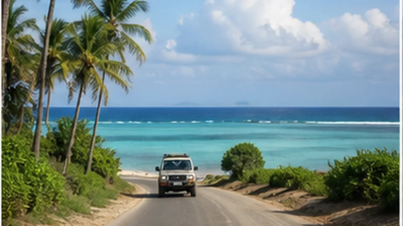 Traveller using mobile internet along the Tanzanian coast